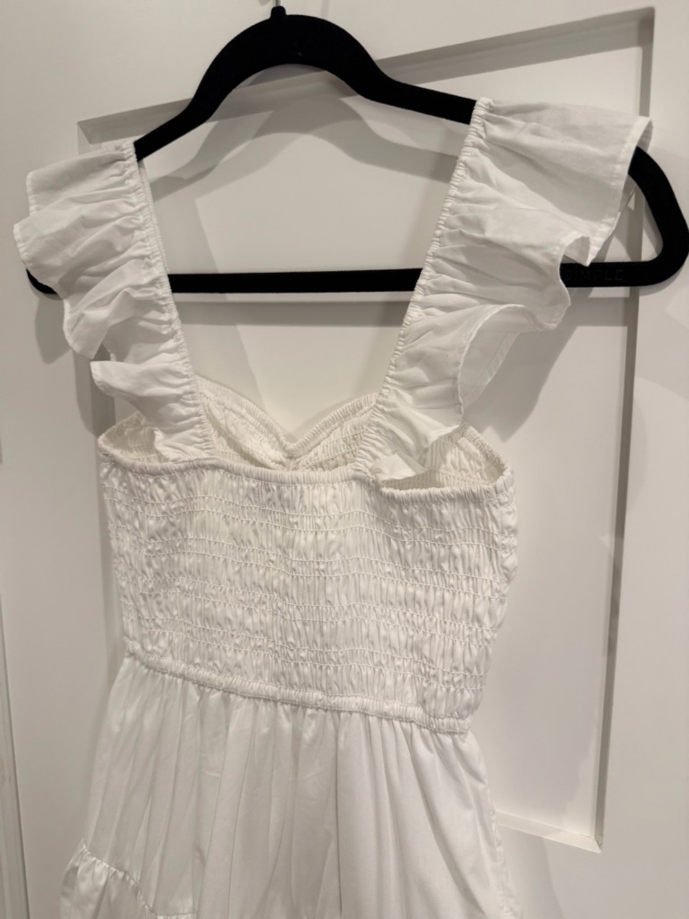 Abercrombie | White Smocked Ruffle Strap Midi Dress - Picture 6 of 10